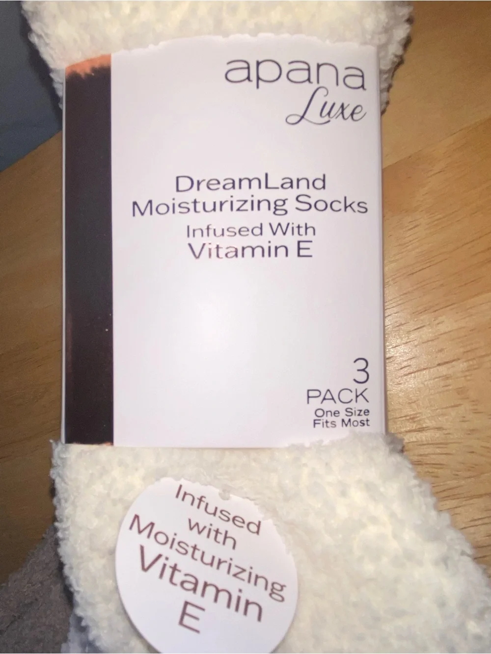 Apana Plush Moisturizing Socks - White, Cream & Taupe